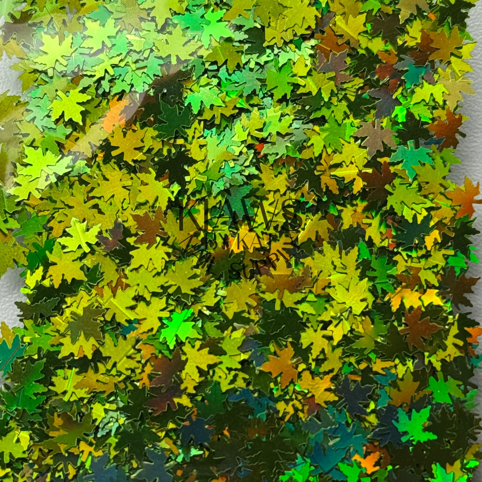 Green fall leaves