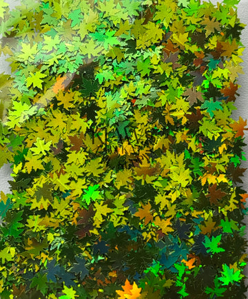 Green fall leaves